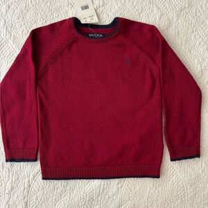 NWT Boys Mayoral Sweater in Cranberry Red/Navy trim Size 4. Round neck